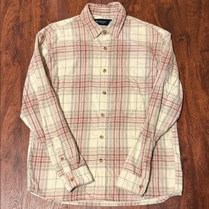 Abercrombie & Fitch Red and Cream Plaid Shirt